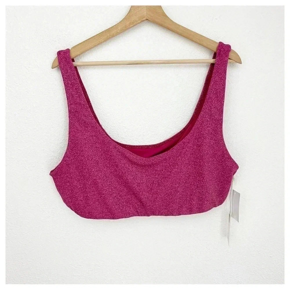 NWT Good American Hawaiian Pink Sparkle Scoop Bikini Top, Size 3XL - Picture 2 of 8